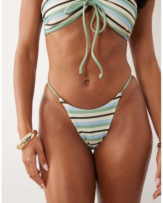 ASOS Brown Sian Reversible High Leg Tanga Bikini Bottom