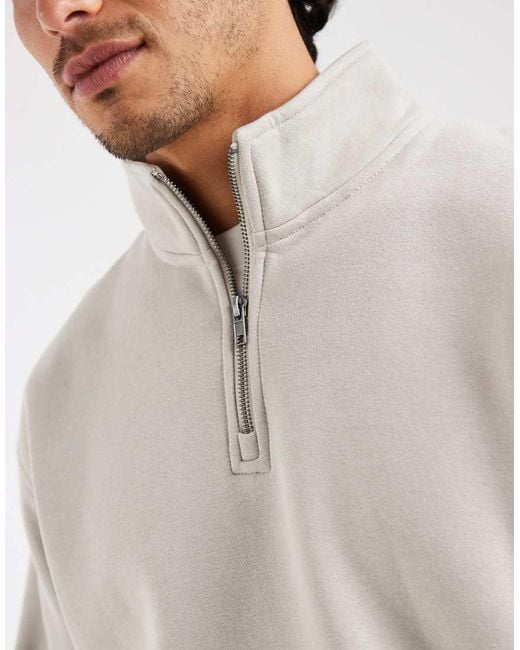 Cotton On Natural 1/4 Quarter Zip Fleece for men