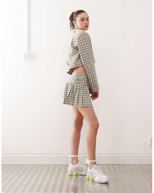 Collusion Elegante Geruite Mini Rok in het Natural