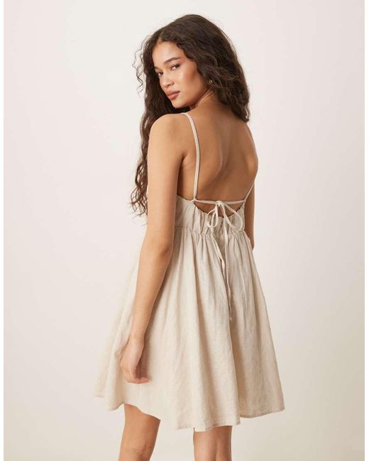 Abercrombie & Fitch Natural Spaghetti Strap Sweetheart Neckline Babydoll Mini Dress