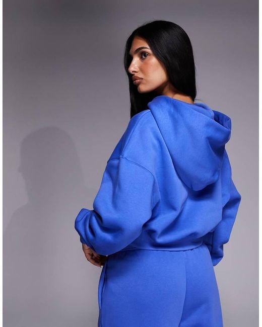 Nike Blue Phoenix Fleece Oversized Cropped Hoodie