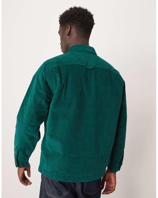 SELECTED Green Textured Padded Overshirt for men