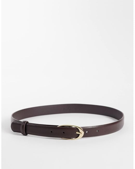 Mango Brown Klassischer gürtel mit ovaler schnalle