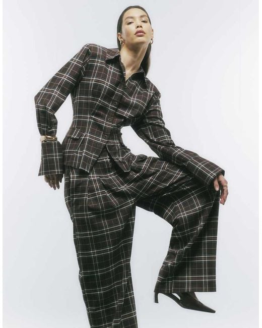 River Island Black Check Fitted Tailored Shirt