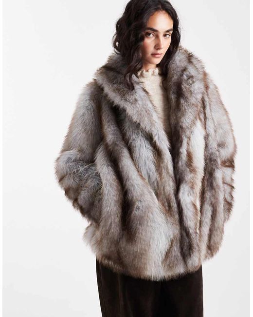 ASOS Brown Tipped Faux Fur Coat