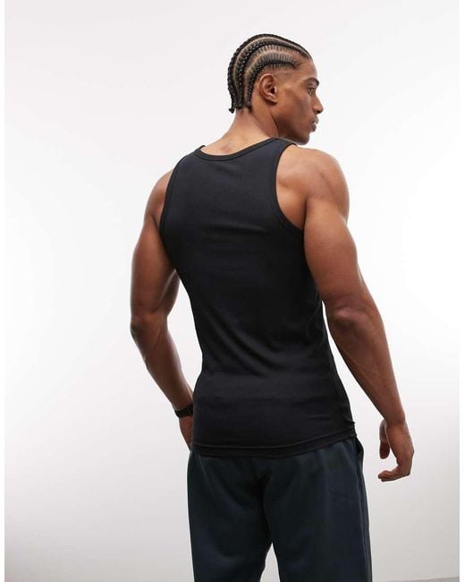 Nike Black Athletic Club Ribbed Vest for men