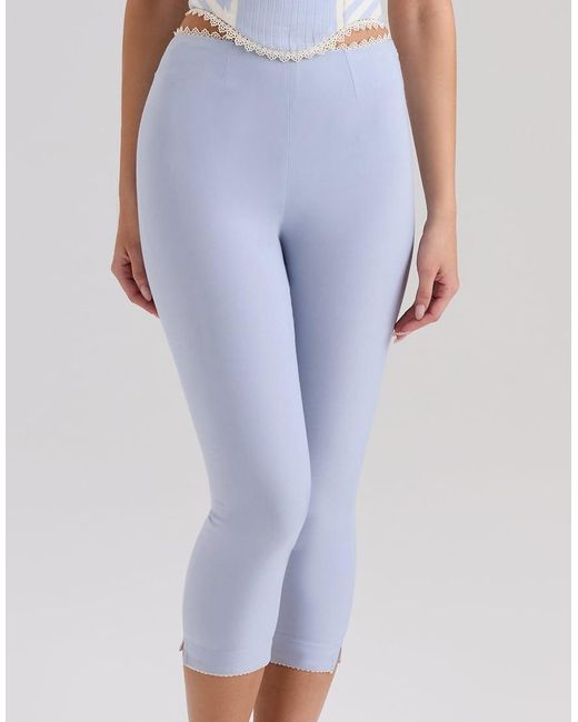 House Of Cb Blue Carella Twill Fitted Capri Trousers