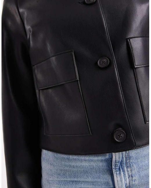 New Look Blue Patch Pocket Pu Jacket