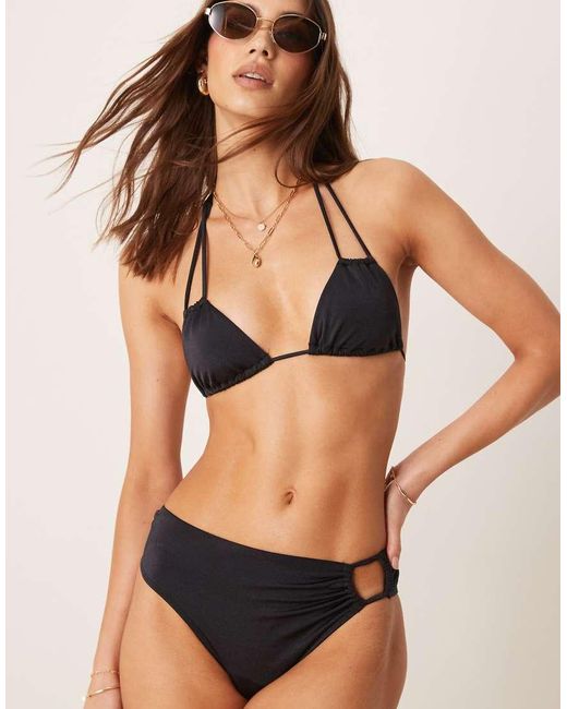 Free Society Black Double Strap Triangle Bikini Top