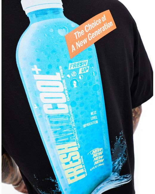 T-shirt avec imprimé bouteille au dos Bershka pour homme en coloris Blue
