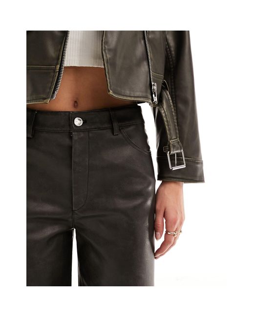 ONLY Black Faux Leather Wide Fit Trouser