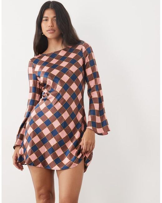 Nobody's Child Red Romy Satin Long Sleeve Mini Dress