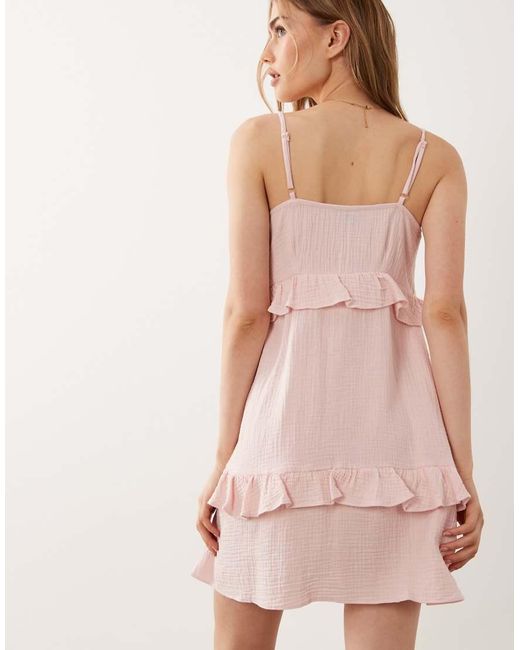 New Look Pink Tiered Mini Sundress