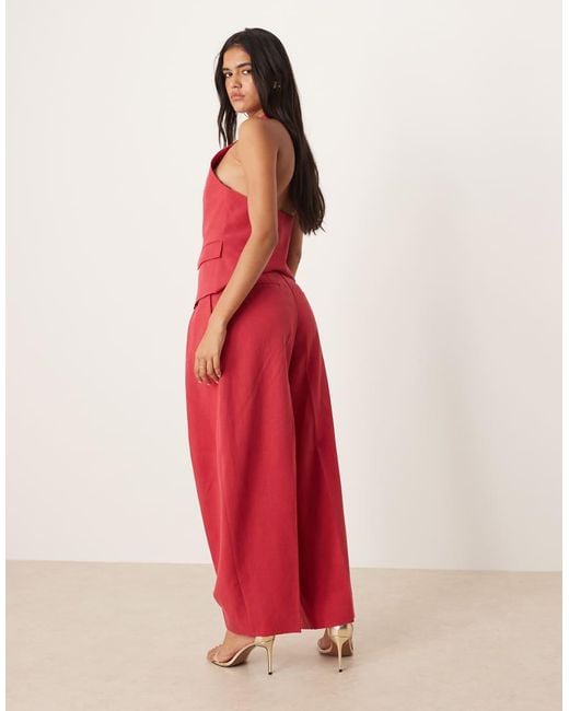 Pantalones Capri Rojos De Pernera Barrel De (Parte De Un Conjunto) Mango de color Red