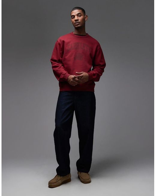 Carhartt Red Faded Pond Corps Oversized Pullover Sweatshirt for men