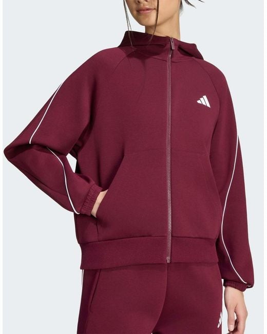 Adidas Originals Red Stadium Small Logo Full Zip Hoodie