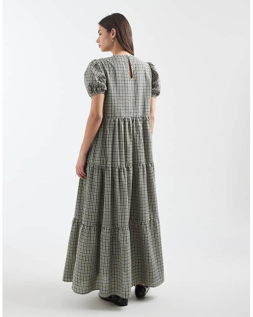 Daisy Street White Chuck On Smock Tiered Dress With Puff Sleeves