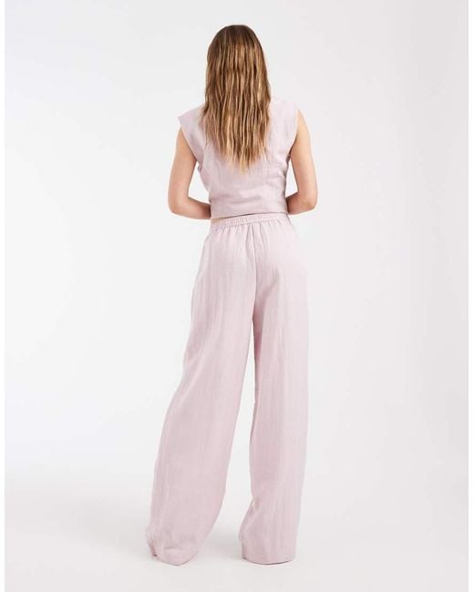 Object Pink Linen Look Tailored Pleat Front Loose Fit Trouser Co-ord