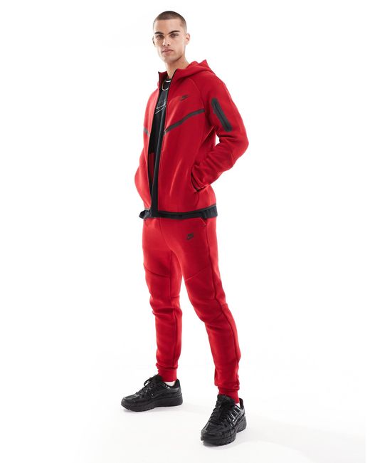 Nike Red Tech Fleece Full Zip Hoodie for men