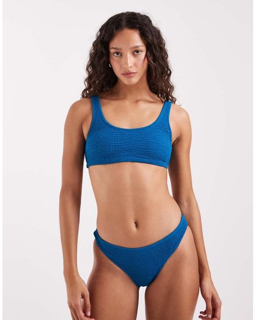 Nike Blue Nike Crinkle Bralette Bikini Top