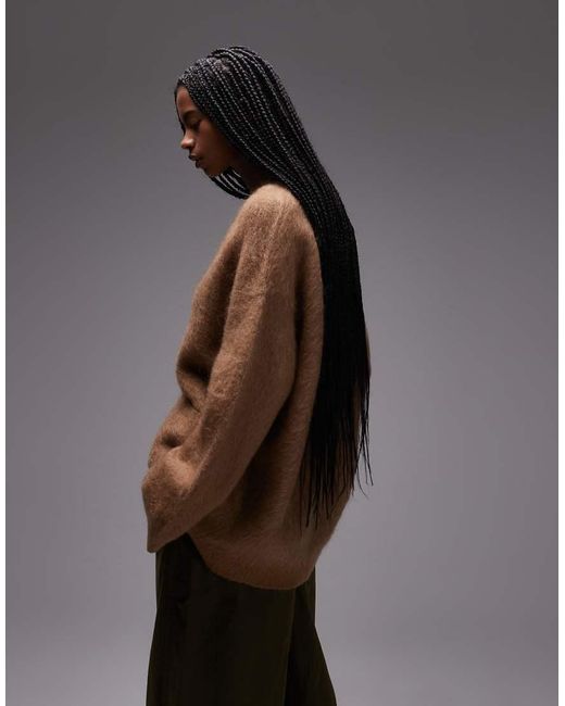 & Other Stories Gray Pure Wool And Mohair Blend Hairy V Neck Cardigan With Front Pockets