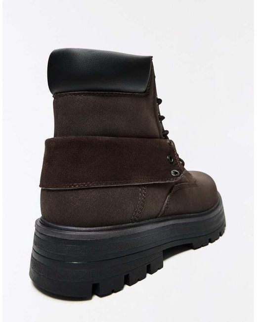 Bershka White Lace-up Worker Ankle Boots for men