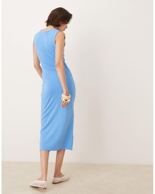 Robe mi-longue en maille compacte à encolure dégagée - aqua Mango en coloris Blue