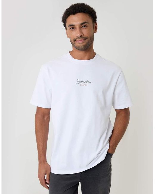 Threadbare White Relaxed Fit Peached Cotton T-Shirt for men