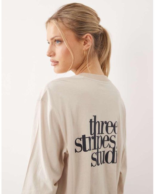 Adidas Originals Natural Three Stripes Studios Long Sleeve Top