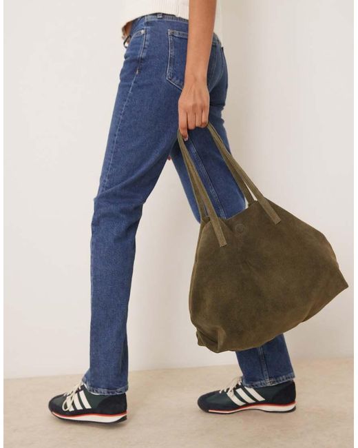 Barney's Originals Green Suede Tote Bag