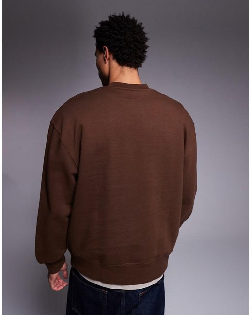 Sudadera Marrón Extragrande De Tejido Grueso De 400 G/M² Premium De ASOS de hombre de color Brown