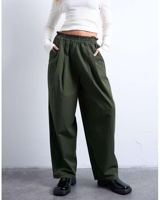 TOPSHOP White Pleated Balloon jogger With Elasticated Waist