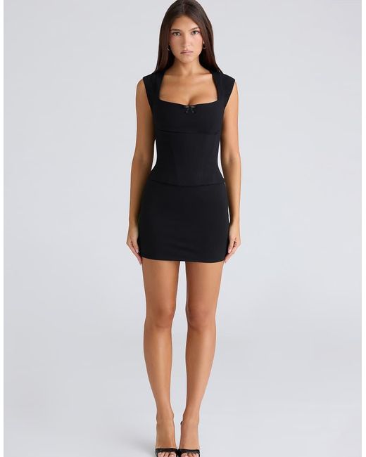 House Of Cb Black The Cap Sleeve Stretch Corset Top
