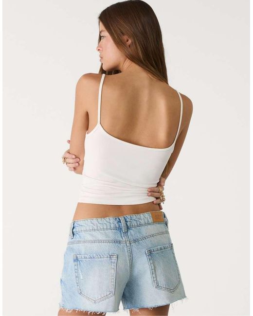 Stradivarius Blue Strappy Polyamide Top