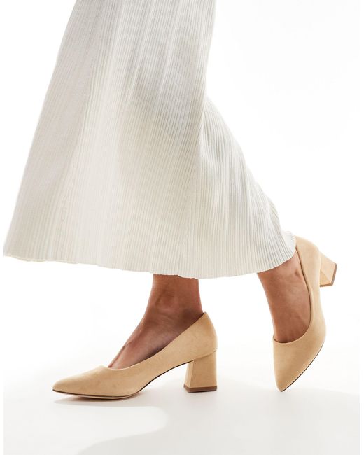 Truffle Collection White Wide Fit Block Heel Court Shoe