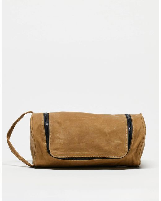 ASOS Brown Soft Wash Bag With Barrel Design for men