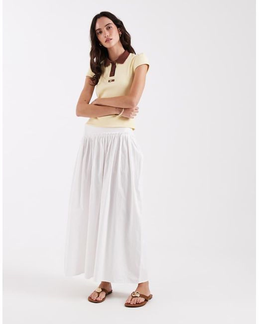 laagam White Erya Contrast Polo Top