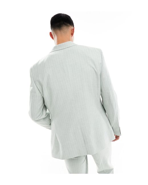 ASOS White Slim Linen Mix Suit Jacket for men