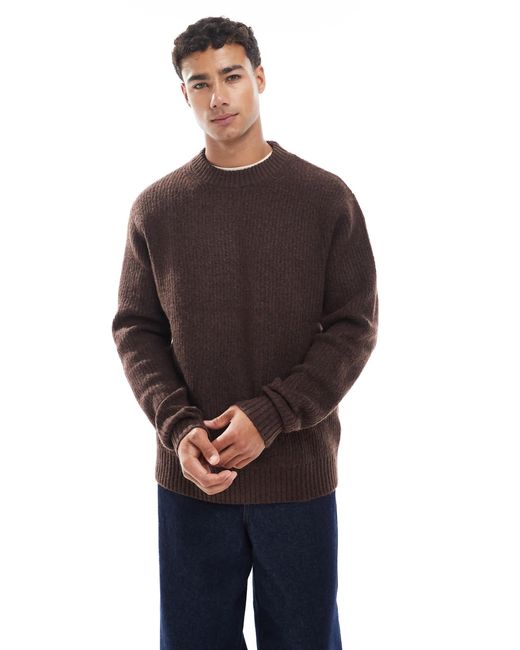 Jack & Jones Red Oversize Thick Ribbed Jumper for men
