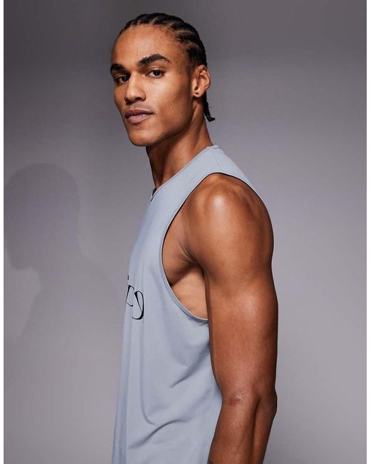 4505 Gray Nylon Performance Mesh Quick Dry Graphic Running Vest for men