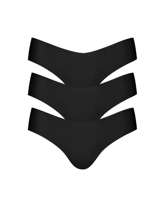Commando Black 3 Pack Invisible Rib Thong