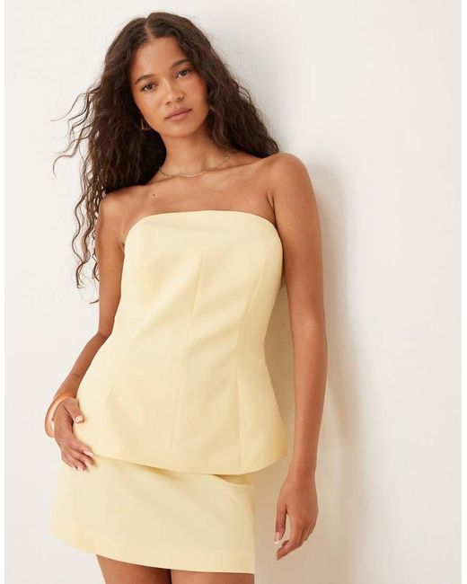 ASOS Natural Tailored Bandeau Cinch Peplum Top