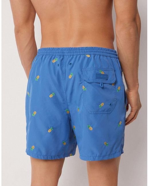 Calzedonia Blue Pattern Swim Boxer Formentera for men
