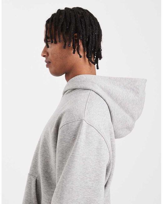 Sudadera Gris Jaspeado Básica De Corte Cuadrado Con Capucha De ASOS de hombre de color Gray