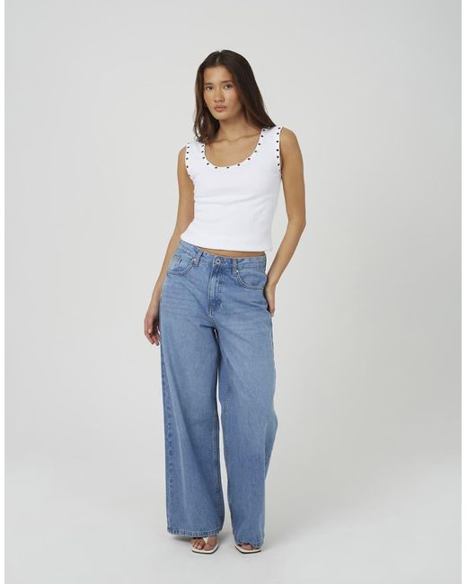 Brave Soul Blue Mid Rise Wide Leg Jeans
