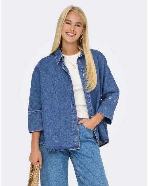 ONLY Denim Overhemd in het Blue