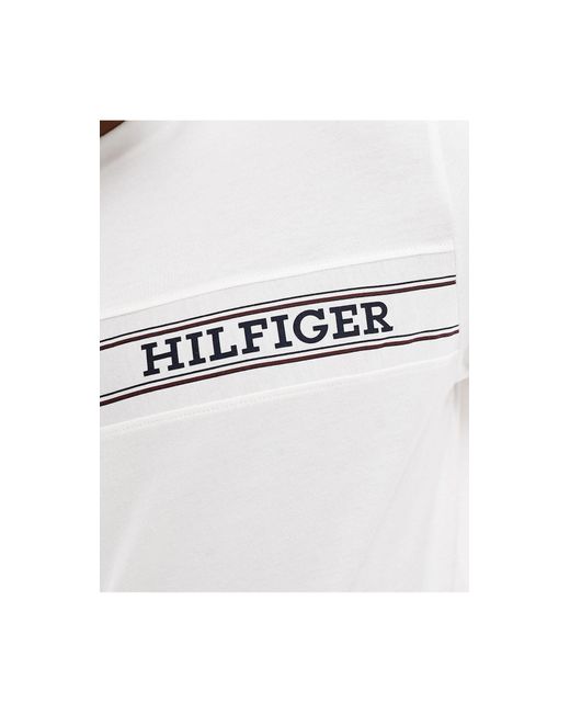 T-shirt confort avec rayures et monotype Tommy Hilfiger pour homme en coloris White