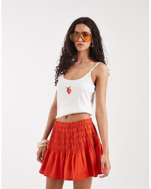 Vero Moda Red Smock Waist Mini Skirt