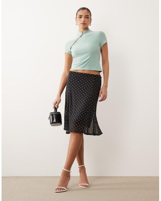 ASOS Green Fitted Short Sleeve Top With Rouleau Loop Buttons Detail