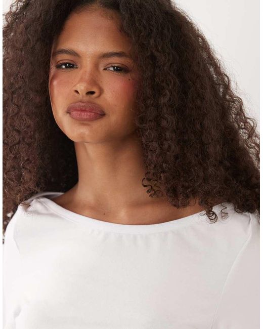 ASOS White 3/4 Sleeve Top With Boat Neck